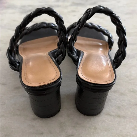 Sincerely Jules Black Braided Open Toe Block Heels - Picture 2 of 4